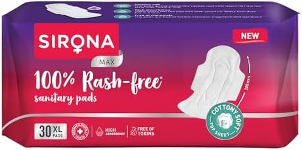 Sirona Max Sanitary Pads for Women | XL (Pack of 30 Pads) | 100% Rash Free & Toxic-Free | Organic Cotton Sanitary Pad | Up to 0% Leakage, Comfortable & High Absorbency