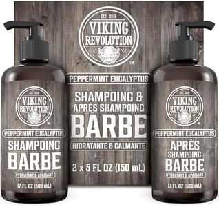 Viking Revolution - Shampoing Barbe Homme & Après Shampooing Barbe Homme - Huile d'Argan & de Jojoba - Adoucit & Renforce - Parfum Menthe Poivrée & Eucalyptus - 500 ml x 2