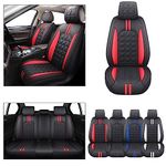 YIERTAI Waterproof Faux Leather Seat Covers for Cars Sedans SUVs Truck Compatible with Ford Explorer Chevy Trailblazer Mazda CX5 CX9 Nissan Altima Toyota 4Runner Chr Honda Accord(Full Set Black-Red)