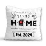 Personalised First Home Gift for Daughter Son - 1st House Gift - Homeowner Gift - Housewarming Present - Congratulations on Buying 1st Home Keepsake for Couple - Custom House Warming Home Decor Pillow