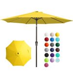 JEAREY 9FT Outdoor Patio Umbrella Outdoor Table Umbrella with Push Button Tilt and Crank, Market Umbrella 8 Sturdy Ribs UV Protection Waterproof for Garden, Deck, Backyard, Pool (Yellow)