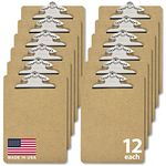 Officemate Recycled Wood Clipboards, 6 Inch Clip, 12 Pack Clipboards, Letter Size (9 x 12.5 Inches), Brown (83712)