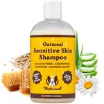 Natural Dog Company Sensitive Skin Dog Shampoo with Oatmeal and Aloe Vera, Cleans, Moisturizes and Relieves Dry Itchy Skin, Hypoallergenic, All Natural Ingredients, 12oz Bottle