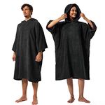 Winthome Changing Bath Robe, Surf Poncho Towel with hooded (M, Black)