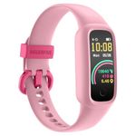 BIGGERFIVE Vigor 2 L Kids Fitness Tracker Watch for Boys Girls Ages 5-15, Activity Tracker, Heart Rate Sleep Monitor, IP68 Waterproof, Pedometer, Calorie Step Counter Watch, Pink