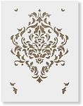 Damask Pattern Wall Stencil - Damask Wall Stencil, Large Damask, Wallpaper Damask, Wall Stencil - Wall Stencils for DIY Home Decor Projects