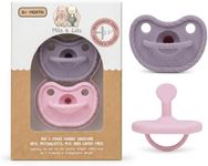 Mila & Lulu Orthodontic Silicone Pacifiers (Set of 2) – 100% Food-Grade, One-Piece Design, Soft Orthodontic Nipple, Airflow Shield, Multi-Use Pacifier & Teether for 0+ Months - Ballerina/Mauve