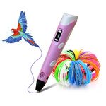 LIHUACHEN 3D Pen with 265 Feet 27 Colors PLA Filament Refills,3D Printing Pen Compatible PLA & ABS,Creativeink Toys,Perfect Arts Crafts Gift for Kids & Adults-Pink