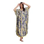 Secret Wish Blue & Yellow Tie & Dye Maternity Kaftan