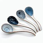 JOBNTZ Asian Soup Spoon,Ceramic Ramen Spoon,6.4inch Japanese Pho Spoon with Long Handle for Miso,Dumpling,Noodles,Wonton (JIELIO Global, 4Pcs)