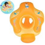 Myir Baby Float, Swimming Seat Baby Swimming Ring Adjustable Waist Inflatable Pool Float Swimming Trainer for Baby Infant Toddler with Manual Pump (Orange,S)