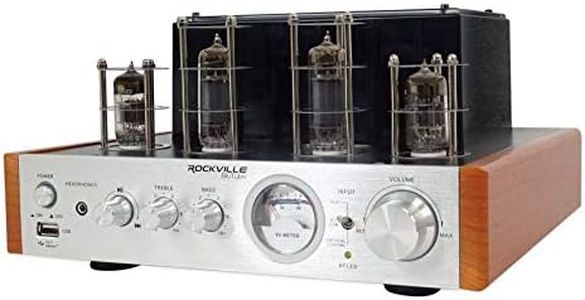 Rockville BluTube WD 70W Tube Amplifier Home Theater Stereo Receiver with Bluetooth, HDMI & Optical, Silver & Wood Finish - Perfect for Audiophile Music, Home Theater & Gaming