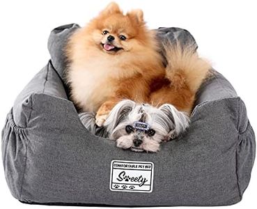 PETEPELA Asiento para coche para perros con cinturón de seguridad estable, elevador de asiento suave, impermeable, antideslizante, para perros pequeños y medianos, color gris