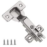 Furniware 2 Pcs Slide-on 35mm Kitchen Cabinet Wardrobe Door Hinge,110 Degree Self Close Full Overlay Standard Hinge-Nickel Plated