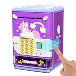 Deejoy Piggy Bank Toy Electronic Mini ATM Savings Machine with Personal Password & Fingerprint Unlocking Simulation - Music Box with Songs for Kids, Boys and Girls Age 3 4 5 6 7 8 Years