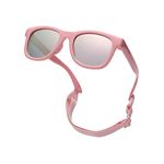 Pro Acme TPEE Polarized Baby Sunglasses with Strap Flexible Durable Toddler Sunglasses for 0-24 Months (Pink Frame | Pink Mirrored Lens)