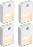 Motion Sensor Night Lights Battery Powered Stick On Wall Light Automatic Night Lights LED Stick-On Closet Light with Dusk to Dawn Sensor, for Wall, Stairs, Cabinet, Hallway(4 Pack)