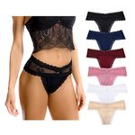 Levao Sexy Thongs for Women Lace Thong Underwear Stretch Seamless T-Back Bikini Panties Multipack S-XL