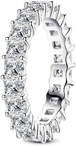 AnuClub Princess Cut Moissanite Eternity Ring 4cttw D Color VVS1 925 Sterling Silver Eternity Wedding Band Ring for Women with Certificate Size(8.5)