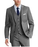 Men's Two Buttons Business Suit Single Breasted Peak Label Wedding Suit Groom Tuxedos Jacket Pants Vest Sets Grey 36 Chest / 30 Waist