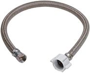 EZ-Fluid 12“ Toilet Water Supply Connector, Braided Stainless Steel - 3/8“ Female Compression Thread x 7/8” Female Ballcock Thread 12-Inch Toilet Water Connectors Hose (1-PACK)