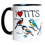 Reactive Brands MUGEMS I Love Tits Mug - Funny Rude Gifts, Sex Joke Mens Womens Novelty Gift Printed Tea Coffee for Husband Bird Watching Boyfriend