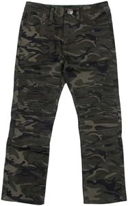 X RAY Boys Denim Jeans (4-20), Big Boy & Little Kids Stretch Slim Fit Pants, Distressed Ripped Biker Jeans for Boys, Olive Camo, 4
