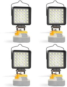 4 Pcs LED Work Light for Dewalt 20v Max Battery, 90W 9600LM Battery Light for Dewalt 20v Tools, Portable Outdoors Cordless Flood Lighting with USB & Type-C Charging Port, Low Voltage Protection