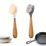Full Circle Double Dish Brush Set – Durable Scrub Brushes for Dishes, Pots, Pans, and Cast Iron, Includes Daily Dish Brush & Skillet Strong Cast Iron Brush, Sustainable 2-Pack
