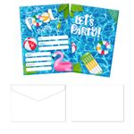 IHCEMIH Pool Party Invitations,20 Pack Birthday Invitations with Envelopes Cute Design Party Supplies Gift Card Decorations Birthday Invites Card Baby Shower 18 * 13cm(N)