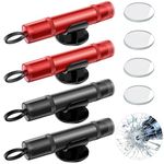 DONGTATA 4 Pack Car Safety Hammer, 2-in-1 Window Breaker & Seat Belt Cutter, Emergency Escape Tool for Vehicles, Tungsten Steel Glass Breaker, Car Rescue Tool (Red & Black)