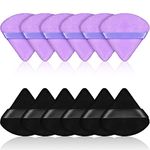 12 Pieces Triangle Powder Puff Face Makeup Cosmetic Puff for Loose Powder Soft Body Washable Reusable Foundation Sponge Mineral Powder Wet Dry Makeup Tool (Black, Purple, Small)