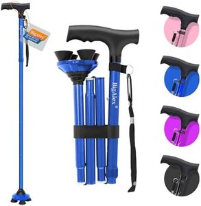 BigAlex Folding Walking Cane for Elderly Adjustable & Portable Walking Stick for Seniors,Pivoting Quad Base,Lightweight,Collapsible with Carrying Bag for Men/Woman