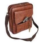 FUR JADEN Sling Cross Body Travel Office Business Messenger one Side Shoulder Bag Unisex (Tan)