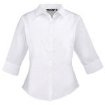 Ladies 3/4 Sleeve Poplin Blouse White 6