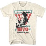 Jimi Hendrix Musician July 4th 1970 Atlanta Georgia Concert Vintage Distressed Look Adult Short Sleeve T-Shirt, Off-white, Medium