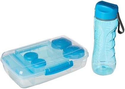 Sistema to Go Lunch Box and Meal Containers with Water Bottle (800ml), Bento Box (1.76L), 2 Dressing Pots and 2 Yoghurt Pots, BPA-Free, Blue