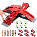 Finger Skateboards Ramp Set, 6 in 1 Fingerboard Skatepark Deck with 6 Skateboards 6 Fingerboard Ramps & Display Holder, Mini Finger Toy for Kids Adults Birthday Gift