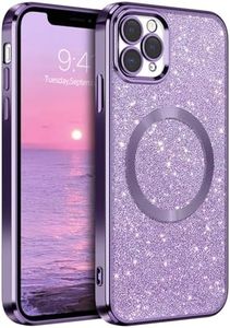 GaoBao Magnetic for iPhone 11 Pro Max Case, Slim Fit iPhone 11 Pro Max Case [Compatible with MagSafe] Luxury Sparkle Full Body Protective Phone Cases Covers for iPhone 11 Pro Max 6.5'', Purple Glitter