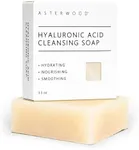 Asterwood Hyaluronic Acid Cleansing Face Soap - Facial Soap for Women & Men - Collagen Boosting, Hydrating, Plumping, Soothing - Bar Soap - Fragrance-free - Suitable for Sensitive Skin - 3.5 oz