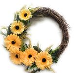 Grassroot Galery Flower Wreath Decoration Artificial Lavender Flowers for Home Decor Door Hanging Garland for Decoration with Hearts on Willow Ring (Yellow, 11.00)