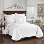 HISTORIC CHARLESTON King Charles Modern Farmhouse Floral Matelasse Coverlet, 100% Cotton Breathable Bedding, Full/Queen, White