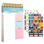 HuaJiao To Do List Notebook, 4.5'' x 6.3'' Daily Planner Notepad with 4 Sheet Stickers Undated 50 Sheets Tear Off Pad Checklist Productivity Organizer for Work and Personal Organize Hourly Schedule