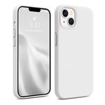 AOTESIER Compatible with iPhone 13 Case, [Silicone Slim Series] Full Body Shockproof Protective Phone Case with Soft Anti-Scratch Microfiber Lining, 6.1 inch, White