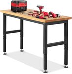 ENJOYWOOD Work Bench for Garage Workbench Adjustable Height Work Table for Shop Woodworking, 60x 22 Heavy Duty Rubber Wood Top for Office, Home, Commercial