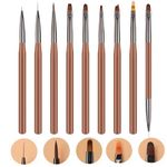 Bolt bee Nail Art Brush Set, Builder Painting Design Detail Drawing Brushes Dotting Pen Double-Ended French Liner For Gel Polish Manicure Tools Acrylic Home DIY Salon Use Women Brown