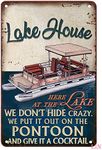 fmrsok Tin Sign Vintage Pontoon Boat Boating Poster Lake House Poster Home Living Decor Metal Decorations Funny Iron Plaque Signs Gift 8x12 inch