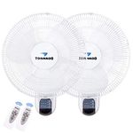 Tornado 2 Pack 16 Inch Oscillating Wall Mount Fan Remote Control Included 3 Speed 2650 CFM 6 FT Cord UL Safety Listed