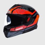 STUDDS Trooper DV D1 ISI and DOT Certified Gloss Finish Flip-up Full Face Helmet for Men and Women with Inner Sun Visor (Black N8 L)