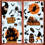 Halloween Window Stickers, 98pcs Halloween Window Clings Monster Ghost Pumpkin Stickers, Double Sided Halloween Window Decals for Kids Party Supplies